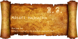 Mátéfi Hajnalka névjegykártya